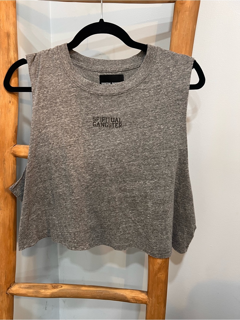 Spiritual Gangster Gray Logo Muscle Tank Top Size L Yoga Athleisure